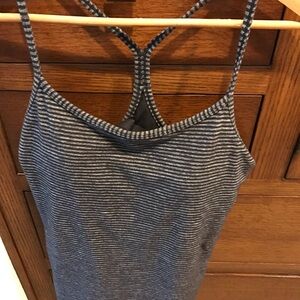 Lululemon Athletica Black and Gray Striped Power Y Tank